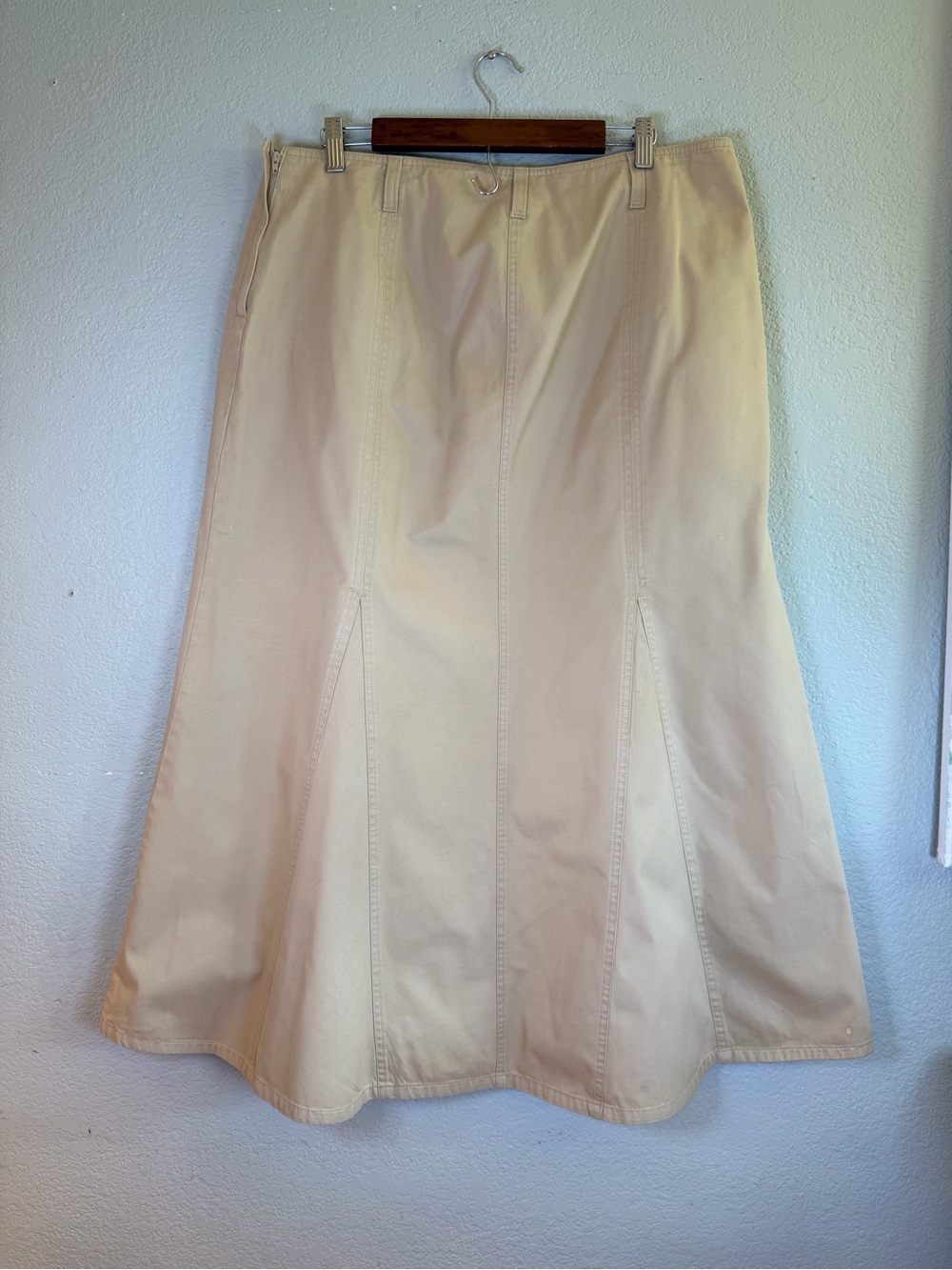 Venezia Vintage Y2K Tan Cotton Mermaid Flared Casual Boho Flowy Maxi Skirt 16 - Picture 3 of 9
